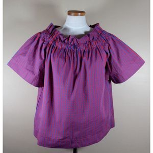 NWT Collyn Raye Large Off-the-Shoulder Top Gingham CHeck Southern  Summer